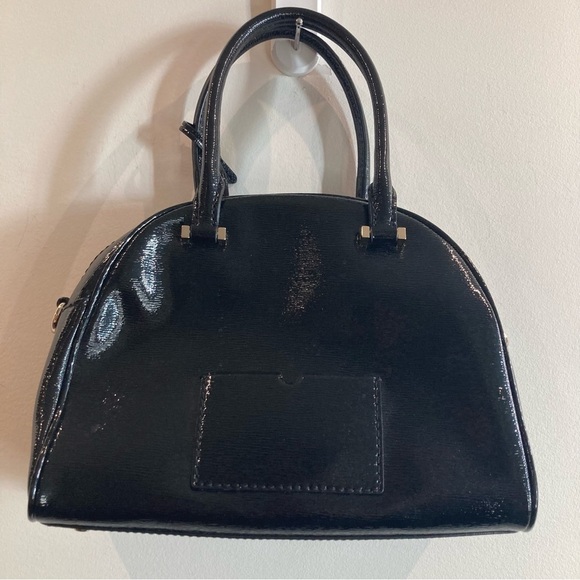KATE SPADE  Patent Leather Polka Dot Lining BackPocket Handbag Purse Satchel - Picture 9 of 14
